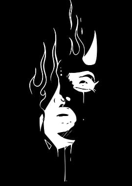 Demonic Face with Flames