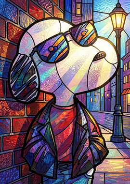 Snoopy in Stained Glass Style