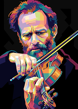 Man playing the violin in pop art style