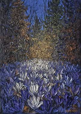 Textured Floral Landscape Painting