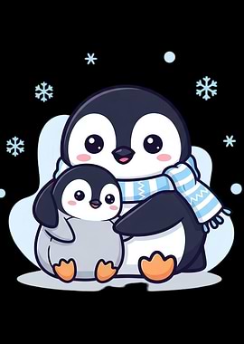 Cute Penguins in Winter