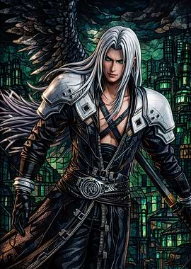 Sephiroth in Stained Glass Style
