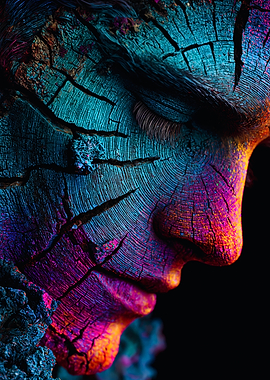 Colorful Face Wood Texture Art