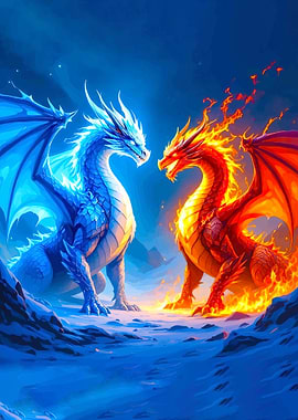 Fire and Ice Dragons Confrontation