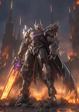 Dark Knight with Fiery Sword