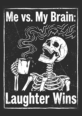 Funny Skeleton Drinking Coffee