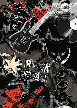 Rock Star Cats and Guitars