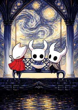 Hollow Knight characters in Van Gogh style
