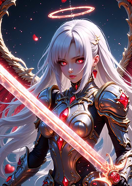 Anime Angel Warrior with Glowing Sword