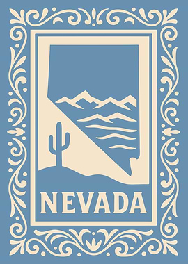 Nevada State Silhouette with Desert Landscape