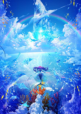 Mermaid in a Magical Underwater World