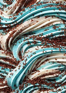 Swirled Blue and White Ice Cream with Sprinkles