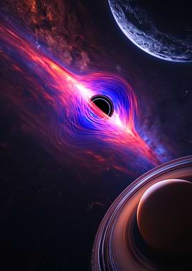 Black Hole with Accretion Disk and Planets