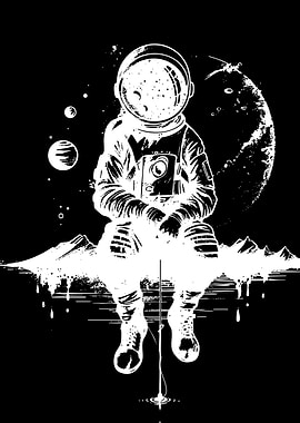 Astronaut fishing in space