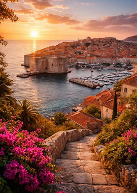 Dubrovnik Old Town Sunset