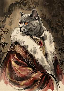 Regal Cat in Traditional Robes