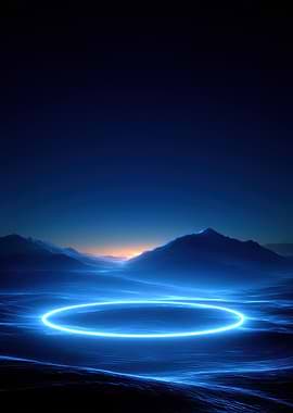 Neon Ring in Futuristic Landscape