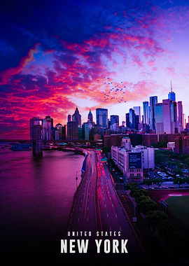 New York City Skyline at Sunset