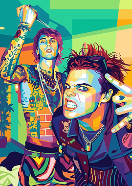Punk Rock Duo in Pop Art Style