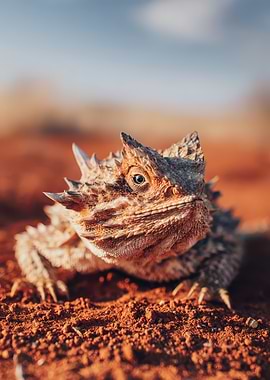 Close-up of a horned lizard