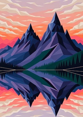 Geometric Mountain Reflection