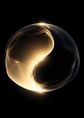 Abstract Golden Yin Yang Orb