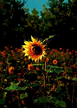 Sunflower Field at Sunset
