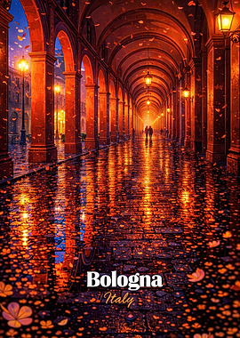 Bologna Italy Arches at Night