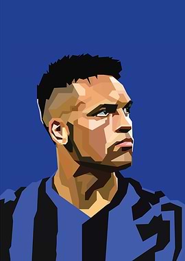 Lautaro Martinez Focused Gaze — Minimalist Football Portrait