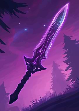 Glowing Purple Fantasy Sword
