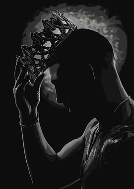 Man with Crown in Dramatic Lighting