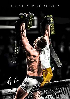 Conor McGregor holding championship belts