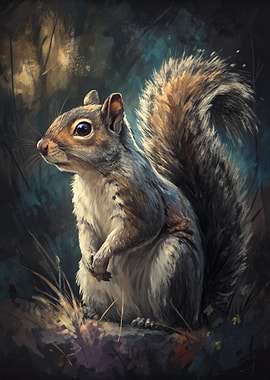 Painting of a Squirrel in Nature