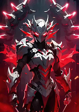 Futuristic Knight with Red Accents