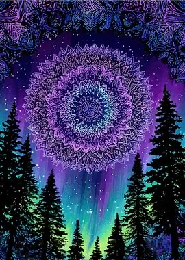 Mandala Aurora Borealis Forest