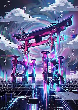 Glitch Art Torii Gate