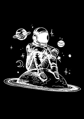 Astronaut sitting on a planet
