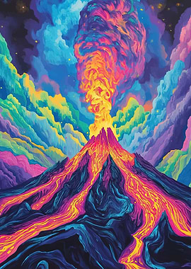 Vibrant Volcano Eruption