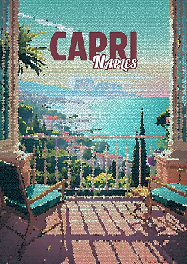 Capri Naples Vintage Mosaic Poster