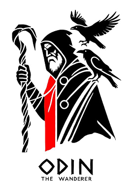 Odin the Wanderer with Ravens