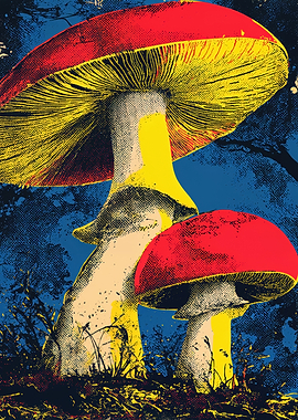 Red Mushroom Retro Pop Art