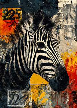 Abstract Grunge Zebra Street Art
