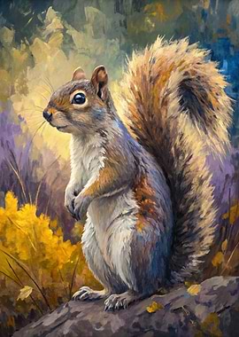Squirrel in Autumn Forest