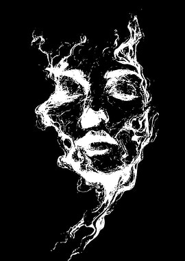 Abstract Face Dissolving into Smoke