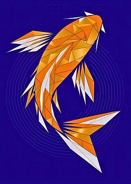 Geometric Orange Koi Fish