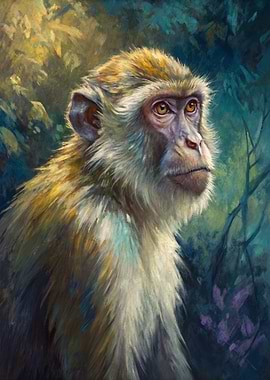 Portrait of a Monkey in Nature