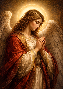 Praying Angel with Golden Halo
