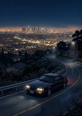 Night Drive Over Cityscape