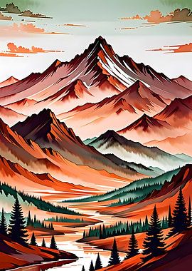 Vibrant Mountain Landscape with River