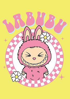 Cute Pink Labubu with Flowers